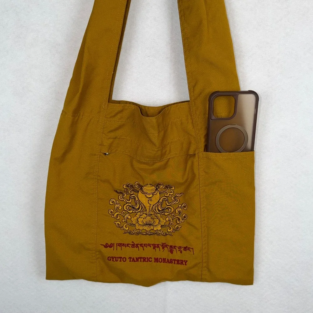 Gyuto Tantric Monastery Monk Bag Yellow Canvas Embroidered Tote Crossbody Boho